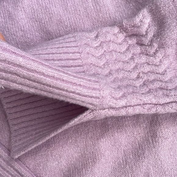 JOA J.O.A. Lilac Sweater Small Soft Knit Mock Neck with Long Sleeve Detail NWOT - Picture 7 of 14